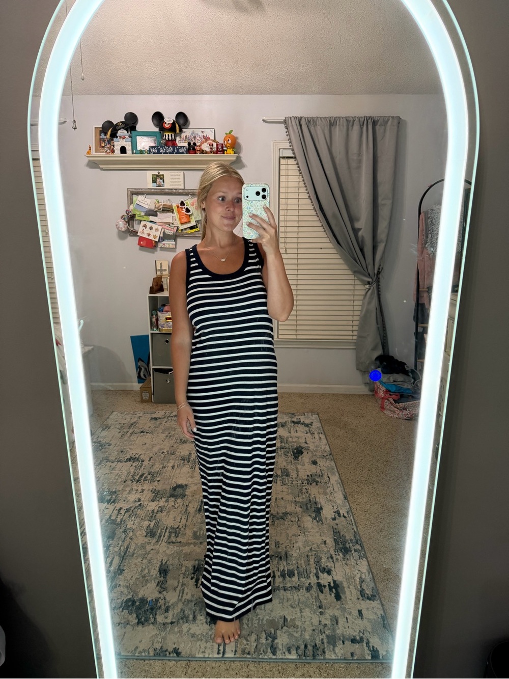 Universal Thread Navy & White Striped Tank Maxi Dressing
